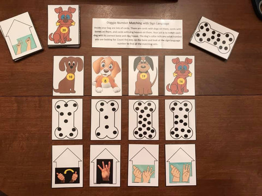 Doggie Sign Language 1-10 Match Busy Bag