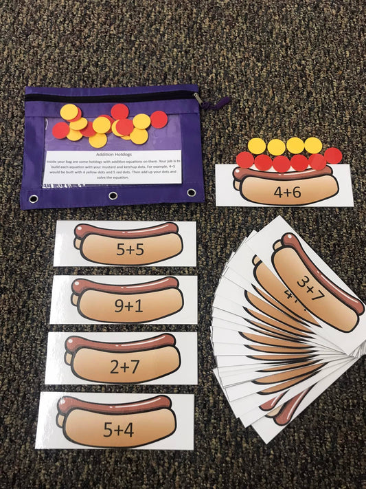 Addition Hot Dogs Busy Bag
